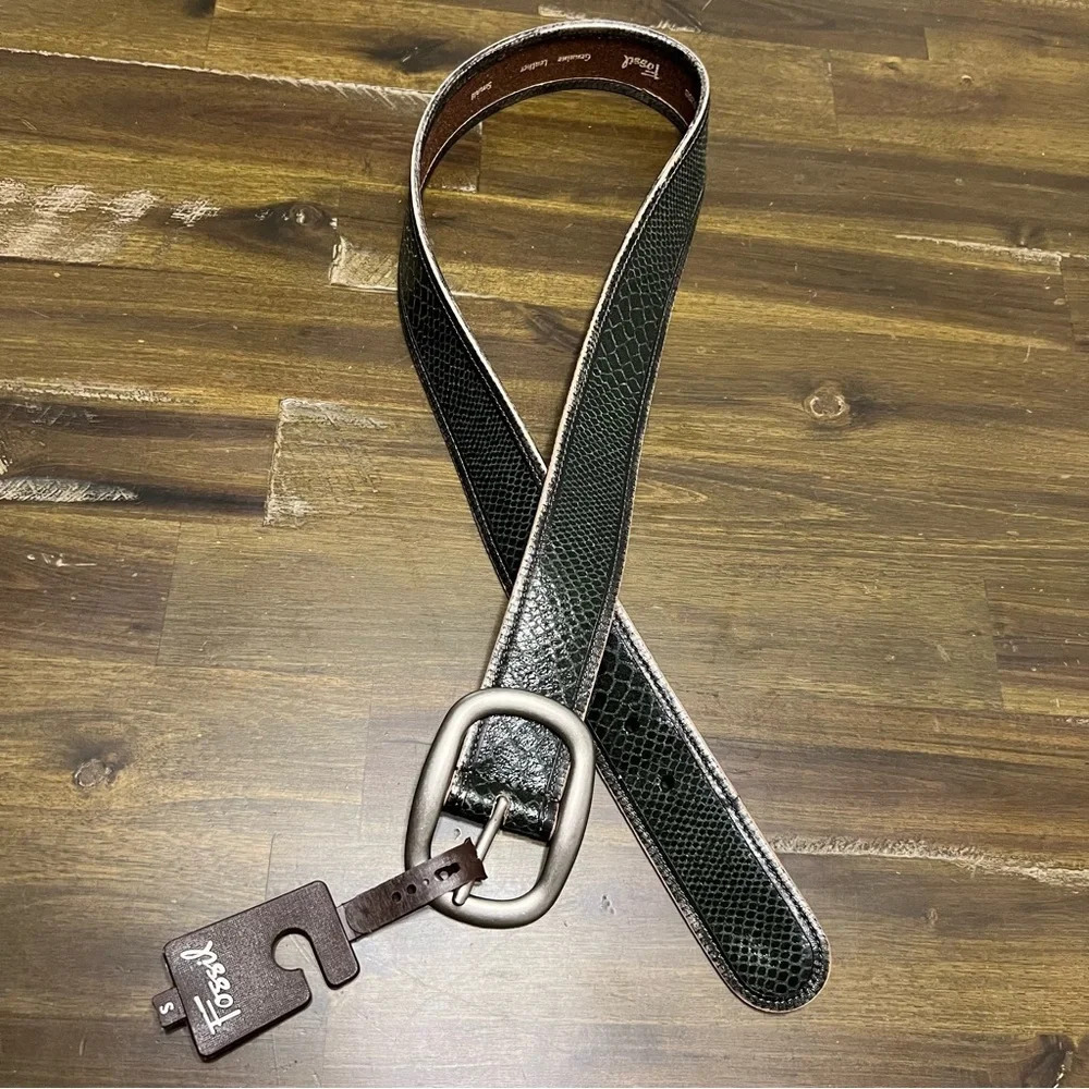Fosil Shiny Snake Gray And Green Genuine Leather